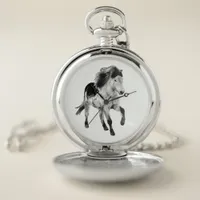 Icelandic horse in black and white  pocket watch