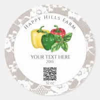 *~* AP30 Bell Peppers Canning QR Logo  Classic Round Sticker