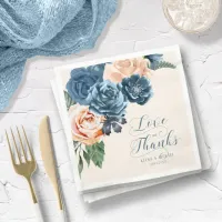 Roses Blue/Peach Love and Thanks ID584 Napkins