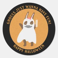 Ghouls Just Wanna Have Fun Cute Bunny Ghost Classic Round Sticker