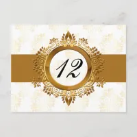 gold  table numbers postcards