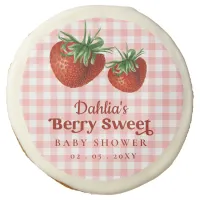 Strawberry Pink Red Berry Sweet Baby Shower Sugar Cookie