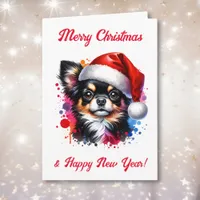 Chihuahua Dog in Santa Hat Christmas   Card