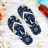 Blue Gold Nautical Flip Flops