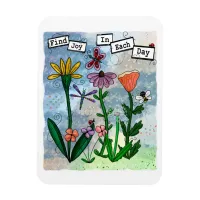 Flowers, Musical Notes and Joy Artwork Magnet