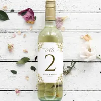 Wedding Wine Bottle Table Numbers Vintage Gold Sticker