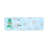 Christmas Snowman and Snowflakes To and From Label