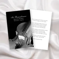 Violin Musician Funeral Memorial Prayer / Poem Business Card