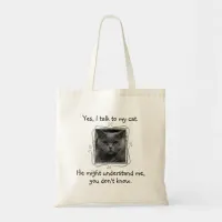 I Talk to My Cat | Funny Customizable Tote Bag