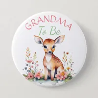 Baby Deer in Flowers | Grandma to Be Baby Shower Button