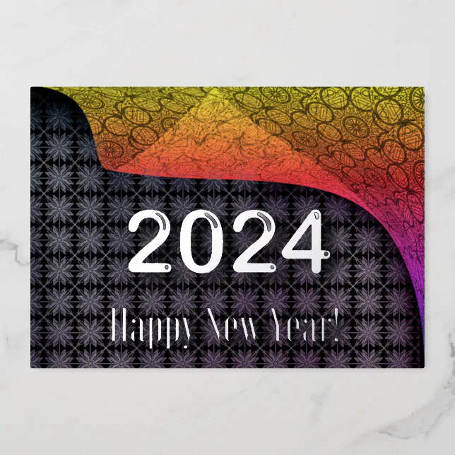 2024 unveiled -  Happy New Year Silver Foil Invitation
