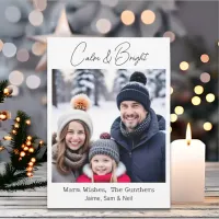 Calm & Bright | Picture Personalized Christmas Holiday Card