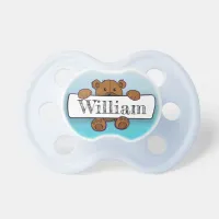 Personalized Baby Boy Name Blue Bear Pacifier