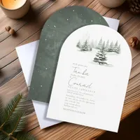 Rustic Winter Wedding Arch Sage Green ID1049 Invitation