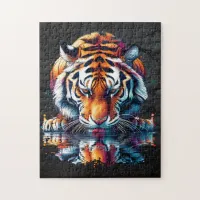 Tiger looking at Reflection in Water Jigsaw Puzzle