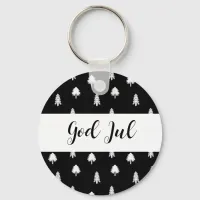 God Jul Christmas Scandinavian black pattern gift Keychain