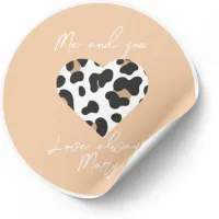 Peach Fuzz Valentine's Favor Sticker - Heart Print