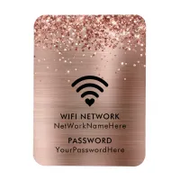 Glittery Rose Gold Foil WiFi Network and Password Magnet