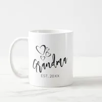 Hand Sketched Script Grandma Year Established  Coffee Mug