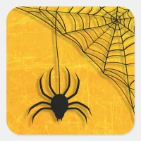Spider Web Halloween Black and Orange Stickers