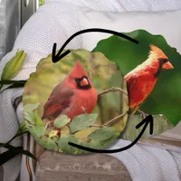 Northern Cardinal Double-Sided Nature Photography Round Pillow