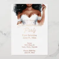 White and Rose Gold Foil Bachelorette Party Foil Invitation