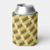 Retro Burger Night Cheeseburger Print BBQ Party Can Cooler