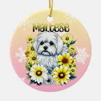 Maltese Watercolor Ai Art for Dog Owners Thermal T Ceramic Ornament