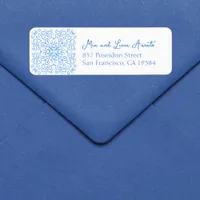 Chic Trendy Blue Tile Italian Amalfi Coast Wedding Label