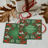 Merry Christmas Elegant Baroque Red Green & White Favor Tags