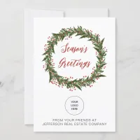 Green Mistletoe Wreath Company Logo Business  Holiday Card