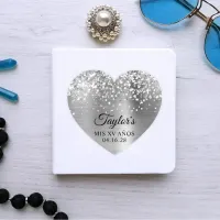 Glittery Silver Foil Mis XV A&#241;os Heart Shape Sticker