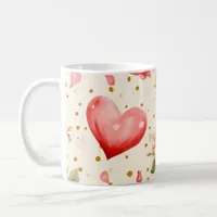 Valentine's Pink and Red Roses and Hearts  Coffee Mug