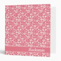 Girly Blush Pink Tropical Spring Flowers 3 Ring Binder