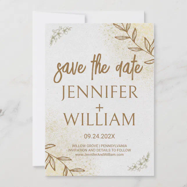 Gold And Cream Elegant and Delicate Save the Date