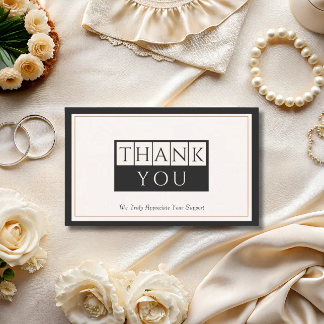 Classy Black Ivory Thank You Business Card
