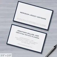 Minimalist Navy Blue Border Business Card