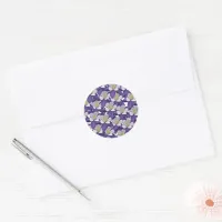 Columbine Purple and White Flowers Pattern Sticker