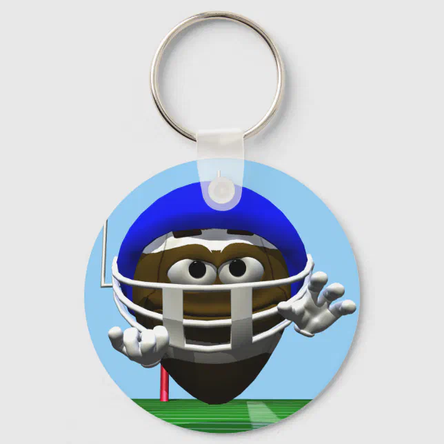 Funny Cartoon Football in a Helmet Keychain