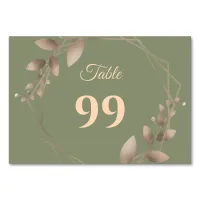 Modern Simple botanical elegant sage green gold  Table Number