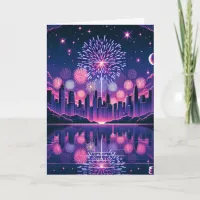 Fireworks over the City Skyline | Fourth of July Card