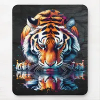 Reflection of Tiger Drinking Water Mouse Pad