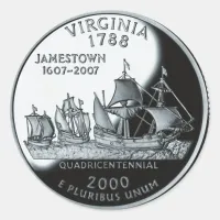 Faux Virginia State Quarter Classic Round Sticker