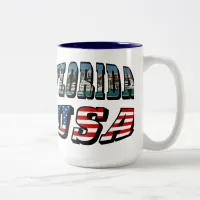 Florida State and USA Flag Text Two-Tone Coffee Mug