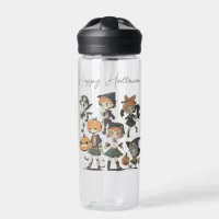 Happy Halloween Vintage Children Illustration  Water Bottle