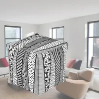 Black and white - modern pattern pouf