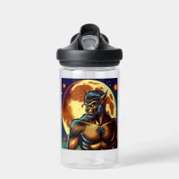 Comic Book Style Werewolf in Front of Full Moon Water Bottle