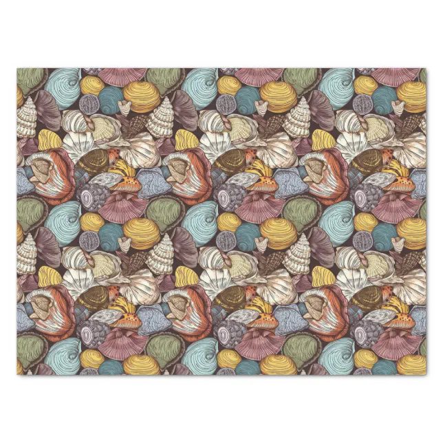 Comic Style Seashells Repeating Pattern Tissue Paper