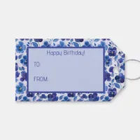 Watercolor Style Pansies Blue Purple Floral Print Gift Tags