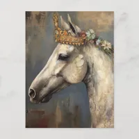 Cute Grey Horse in a Crown and Flowers Postcard